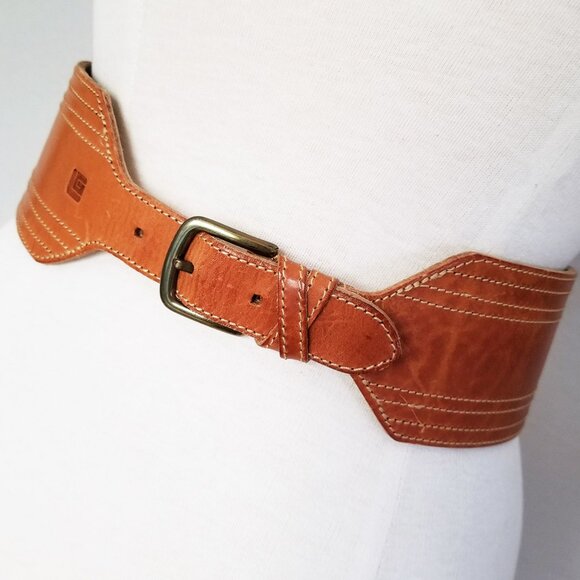 Guy Laroche Accessories - Guy Laroche Vintage Paris Made in France Wide Leather Belt 28 Tan Brown Designer